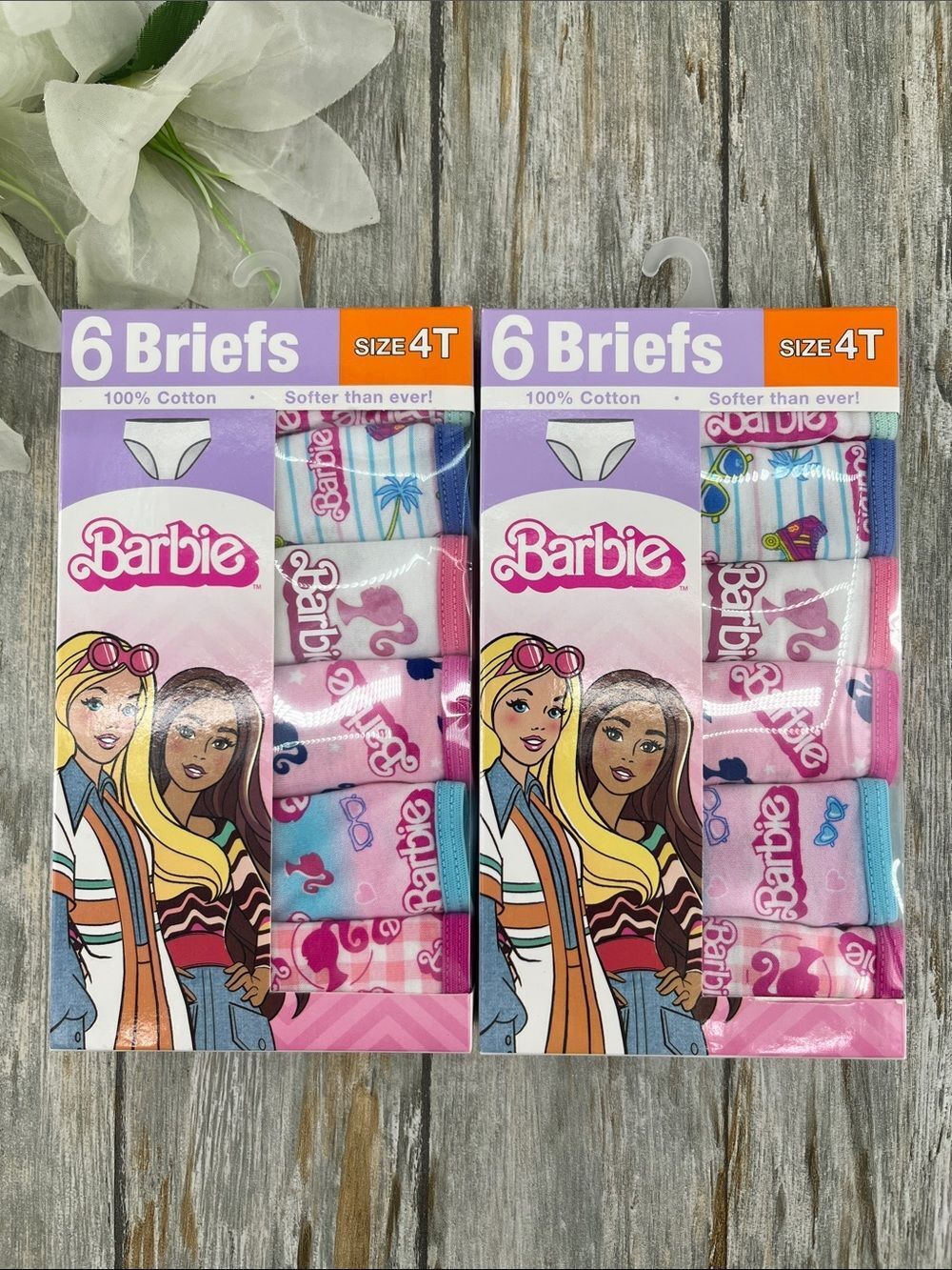 Toddler Girl Cotton Barbie Character Briefs Underwear 2, 6-Packs 4T